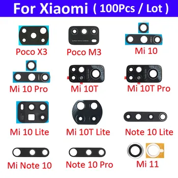 100BUC din Spate aparat de Fotografiat Lentilă Lentilă de Sticlă Pentru Xiaomi POCO X3 NFC Versiune Globală / Poco M3 F3 / Km 10 10T 11 Nota 10 Pro Lite Ultra