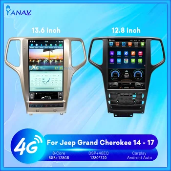 2 Din 12.8 Inch Auto Multimedia Player Video GPS Pentru Jeep Grand Cherokee 2013 - 2018 Teslal Ecran Tesla Stil Android 12 Radio