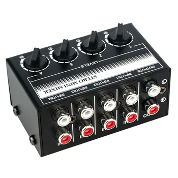 4 Canale Stereo Mixer Audio Suport RCA de Intrare și de Ieșire Mini Stereo Mixer Pasiv cu Controale de Volum Separate