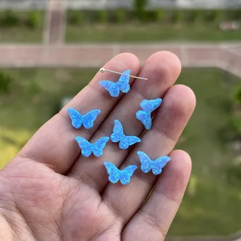 (4buc/lot)Opal Sintetic Fluturele de Piatra 8.6x14.1mm op06 Lumina opal Albastru fluture pentru Colier sau Bratara