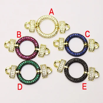 5Pcs Rotunde Colorate zircon pandantiv cercuri Duble de metal accesorii pentru colier face bijuterii de moda de blocare forma pentru femei 6245