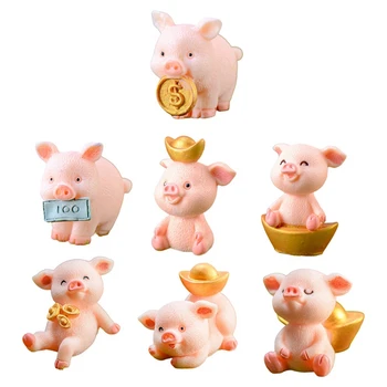 7 Buc Porc Figurine De Jucărie Set De Porc Cifre Playset Cadou De Ziua Peisaj Decor Ornamente