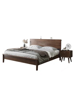 Ash simplu din lemn masiv, pat Simplu și modern lemn pur pat dublu, 1.8 m, dormitor matrimonial, Nordic retro jurnal de pat