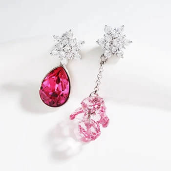 Cristale din Austria Asimetric Agățat Cercei pentru Mireasa Nunta Petrecere de Moda de Design de Lacrimi Legăna Cercei Bijuterii Femei