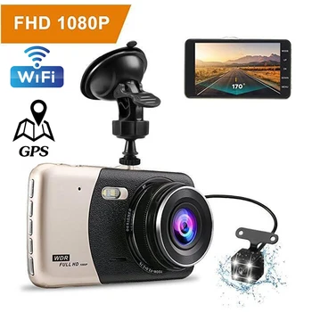 Dash Cam WiFi Full HD 1080P DVR Auto retrovizoare cu Camera Auto Video Recorder Viziune de Noapte Auto Dashcam Camera Tracker GPS Cutie Neagră