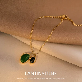 De Lux Geometrice Verde Negru Rhinstone Pendant Brățară Pentru Femei Elegante De Aur De Culoare Lanț Picior De Partid Plajă Moda Bijuterii N425