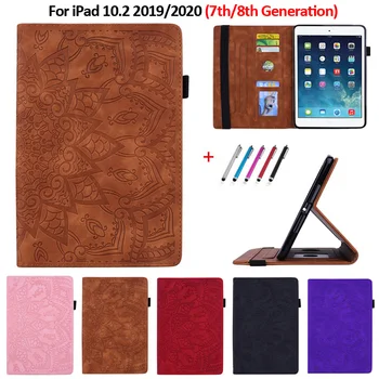 De caz pentru iPad 10 2 inch Relief PU Portofel din Piele Comprimat Funda pentru iPad 10.2 Caz 2020 2021 Cover Pentru iPad 9 8 7 8 9 Gen.