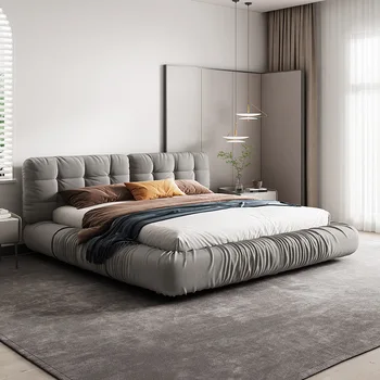 De pat de lux mat tehnologie pânză nor pat dublu dormitor Italian modern și simplu o cârpă pat