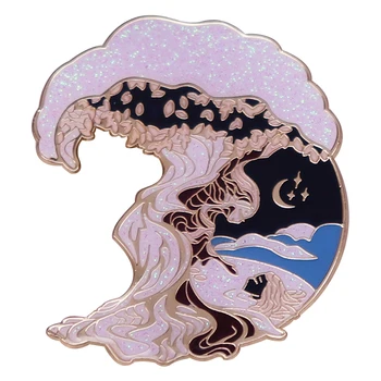 Fantezie magic Enchanted Forest Driadă și Naiad Email de Pin Rever Sclipici Insigna Brosa Rucsac Fete Decor Bijuterii