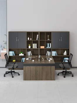 Finanțe birou, personalul de birou și scaun combinație, dublu așezat office supervizor birou cu dulap mare, birou de contabilitate