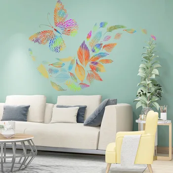 Frunze Colorate Fluture Autocolant De Perete Camera De Zi Dormitor Fundal Decor Acasă Poster Înfrumuseța Tapet Detașabil Decalcomanii