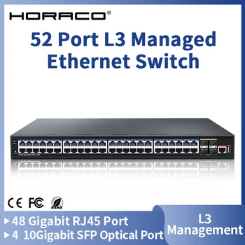HORACO 52 Port L3 Managed Switch Ethernet 10G Uplink SFP Rețea de Comutare 48 Port Gigabit Management Hub Internet Splitter