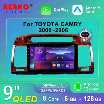 REAKO 8Core Qled 4G Radio Auto Android 12 Auto Pentru Toyota Camry 5 XV 30 2001-2006 Player Multimedia Stereo Carplay GPS 2 Din
