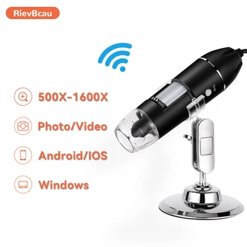 RIEVBCAU USB Microscop Digital 500X 1000X 1600X Profesionale Microscop Electronic Cu 8 LED-uri Endoscop Zoom Lupa