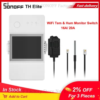 SONOFF-LEA Elita 16A 20A Comutator Wifi Inteligent de Temperatură și Umiditate de Monitorizare cu Display LCD lucrări vrăjitoare SONOFF DS18B20 THS01
