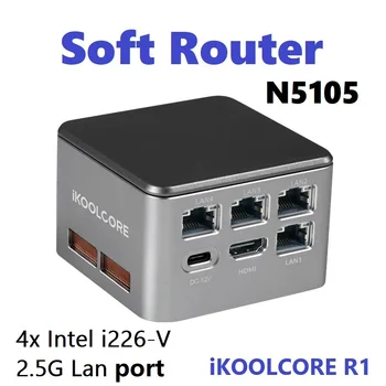iKOOLCORE R1 N5105 Buzunar Moale Router DDR4 NVME 2242 TypeC HD 4 LAN Mini PC-i226-V Firewall Router OPNsense pfSense ESXi